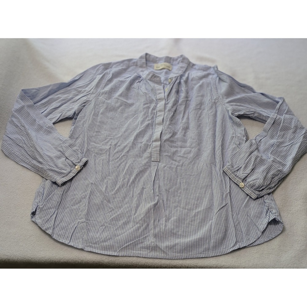 Trovata Birds Of Paradis Sz Sm Popover Blue White Stripe Preppy Shirt Top Blouse